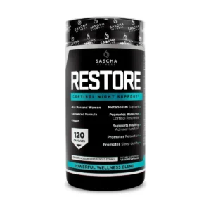 Restore Sascha Fitness frasco de 120 cápsulas Cortisol Night Support