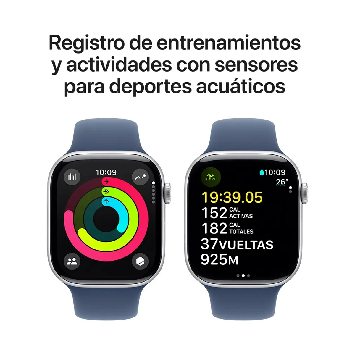 Apple Watch Series 10 GPS Caja de aluminio color plata de 46 mm Correa azul denim M/L
